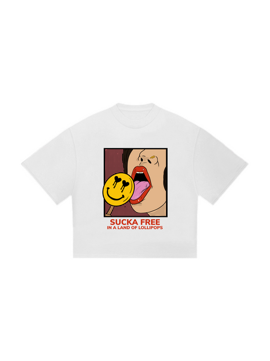 SUCKA FREE (drop shoulder crop sweat tee)